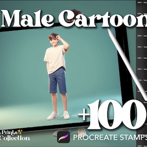 100+ mannelijke tekenfilmstempels voortplanten, lichaamsfiguur poseschets chibi anime-manga, digitale download, digitale kunstvoorziening, voortplanten borstel