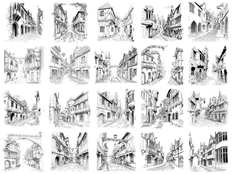 Medieval Street Procreate Stamp & Photoshop Brushes – 100+ Place House ...