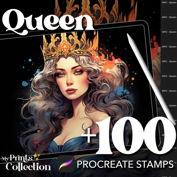 100+ Procreate Queen Stamps, Princess Fantasy Creatures DND Magical Whimsical, Digital Download, Digital Art Supply, Procreate Brush
