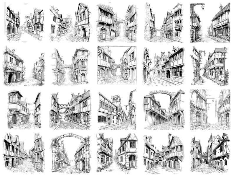 Medieval Street Procreate Stamp & Photoshop Brushes – 100+ Place House ...