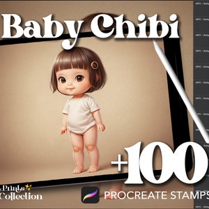 100+ Procreate Baby Chibi Stamps, Body Figure Pose Sketch Manga Anime Cartoon, Digital Download, Digital Art Supply, Procreate Brush