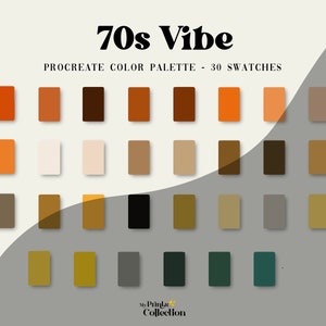 70s Vibe Procreate Color Palette Swatches, Digital Color Download, Seasonal Palette, Color Palette Bundle, boho Retro Orange Green Neutral