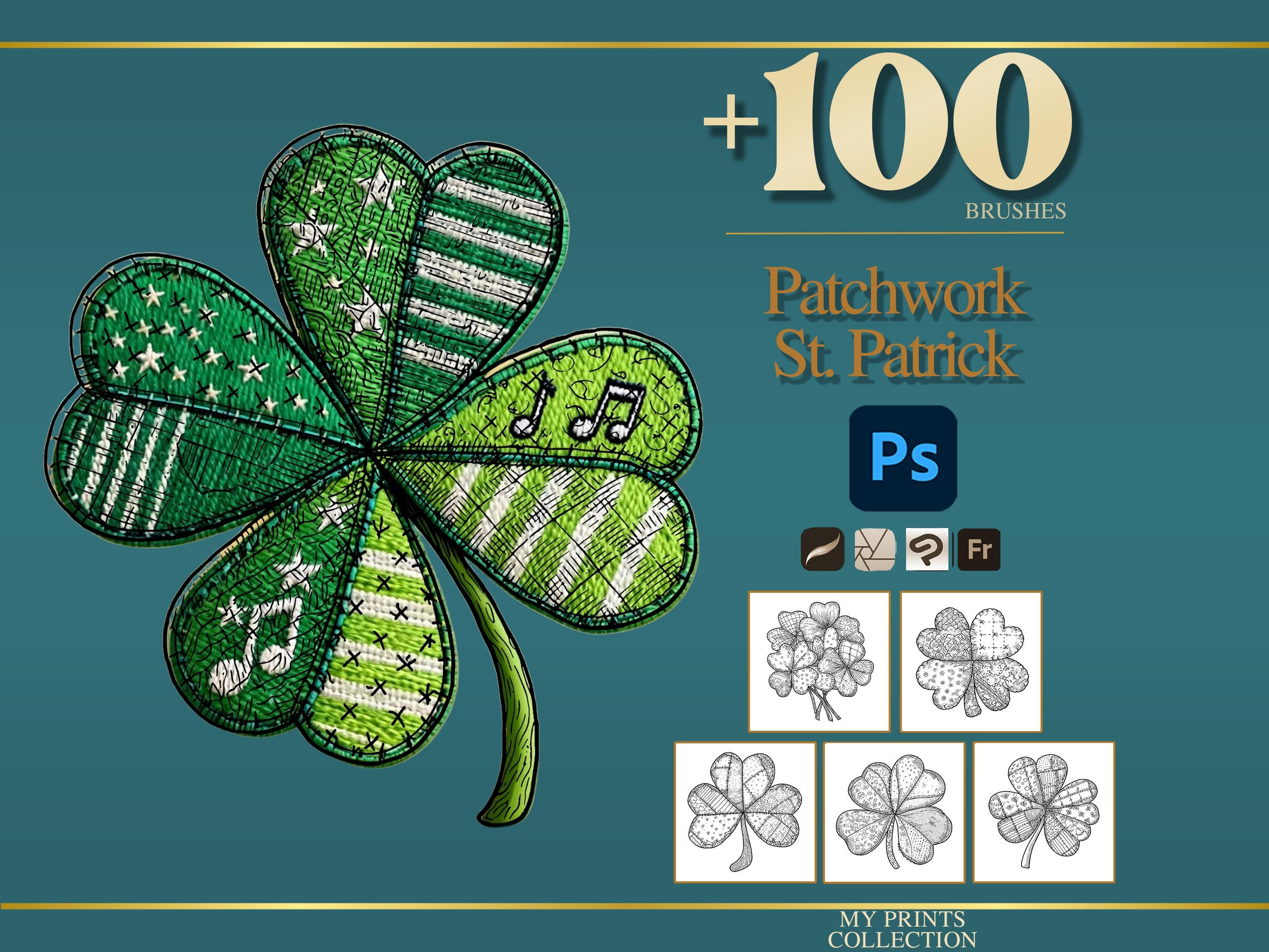 St Patrick Patchwork Photoshop Brushes & Procreate Stamps – 100 ...