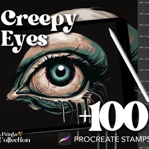 Oltre 100 timbri Procreate Creepy Eyes, Halloween, Horror, Soprannaturale, Download digitale, Forniture per arte digitale, Pennello Procreate