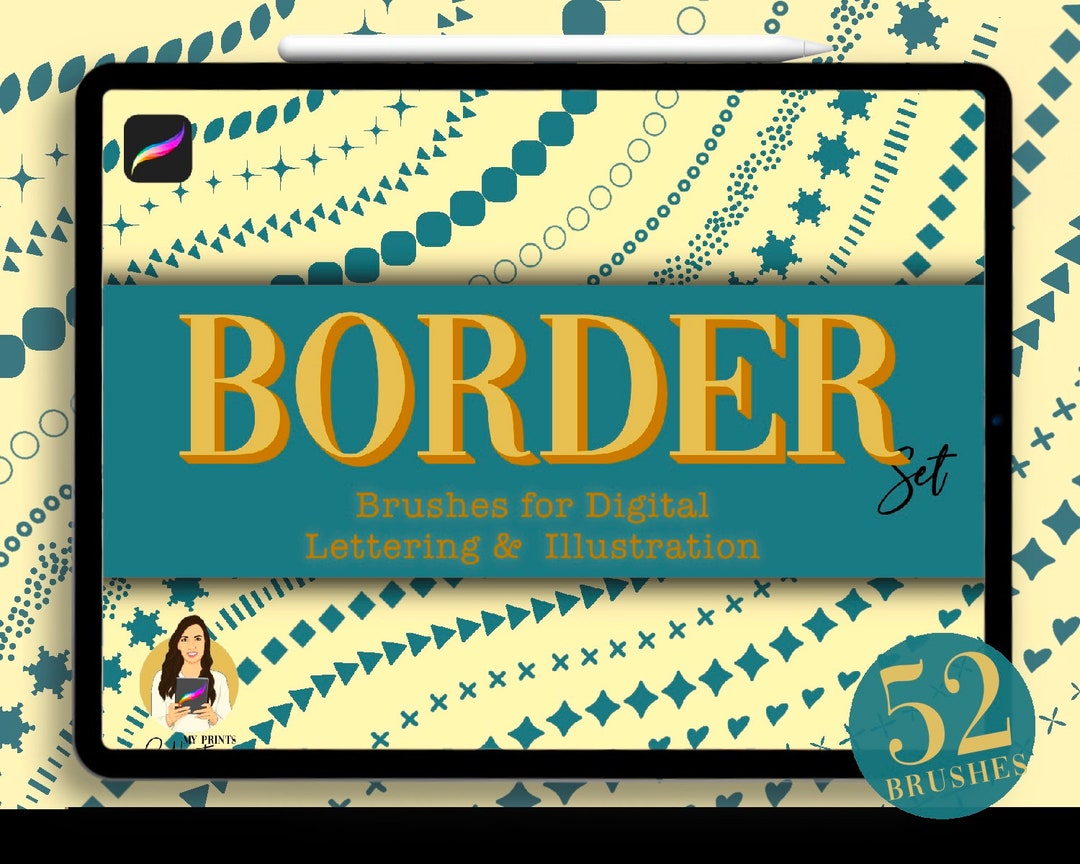 Border Procreate Brush Set | 52 Seamless Pattern Brush | Dots Dash ...
