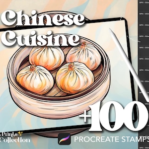 Chinese Cuisine Procreate Stamps: 100+ Food & Drink Brushes (Digital Download)