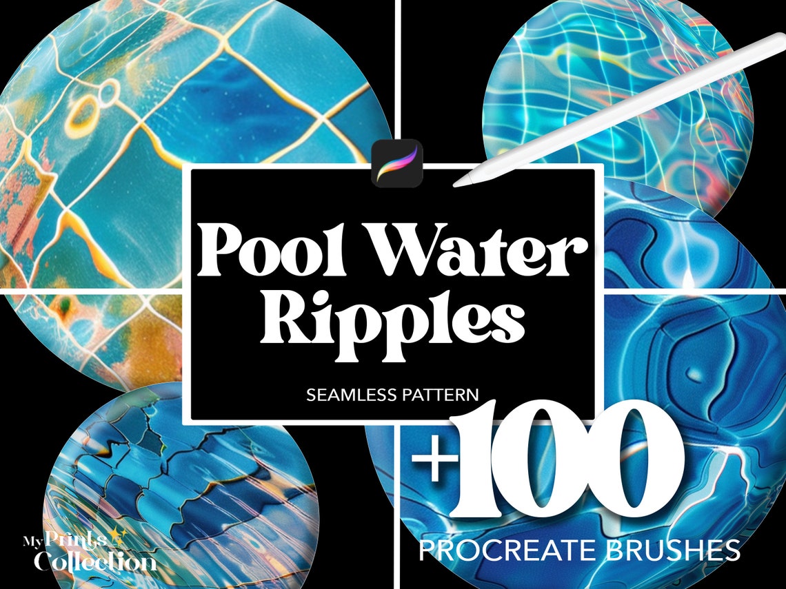 100+ Water Pool Ripples Procreate Brushes: Seamless Texture Overlays ...