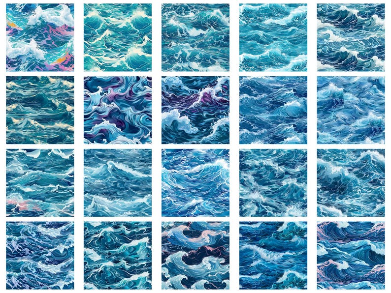 Ocean Water Waves Procreate Texture Brush & Photoshop PAT Pattern - 100 ...