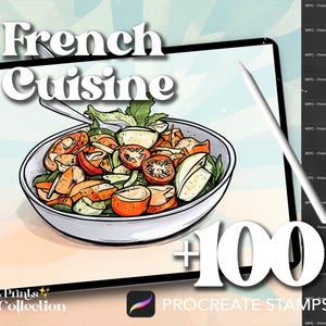 French Cuisine Procreate Stamps: 100+ Food & Drink Brushes (Digital Download