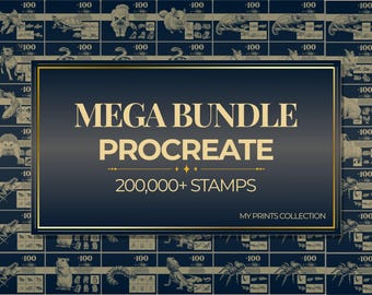 PROCREATE MEGA BUNDLE – 200,000+ Procreate Stamps & Brushes, Texture Brushes, Shapes, Line Art, Kawaii, Realistic and Themed Brushsets