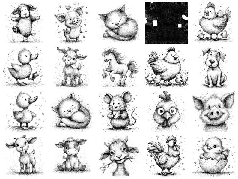 Whimsical Farm Animals Photoshop Brushes & Procreate Stamps – 100 ...