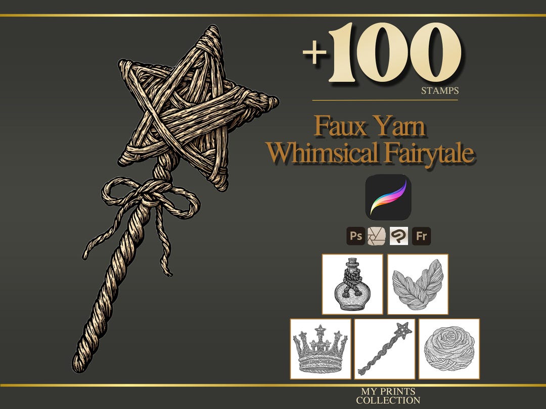 Faux Yarn Whimsical Fairytale Procreate Stamps & Photoshop Brushes ...