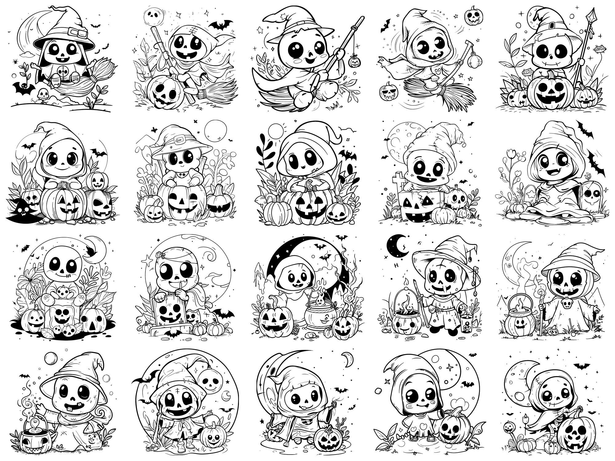 Grim Reaper Kawaii Halloween Photoshop Brushes & Procreate Stamps – 100 ...