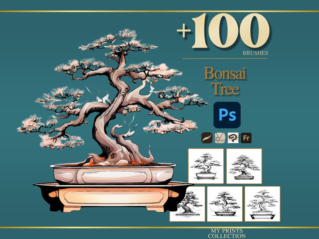 Bonsai Tree Photoshop Brushes & Procreate Stamps – 100+ Flower ...