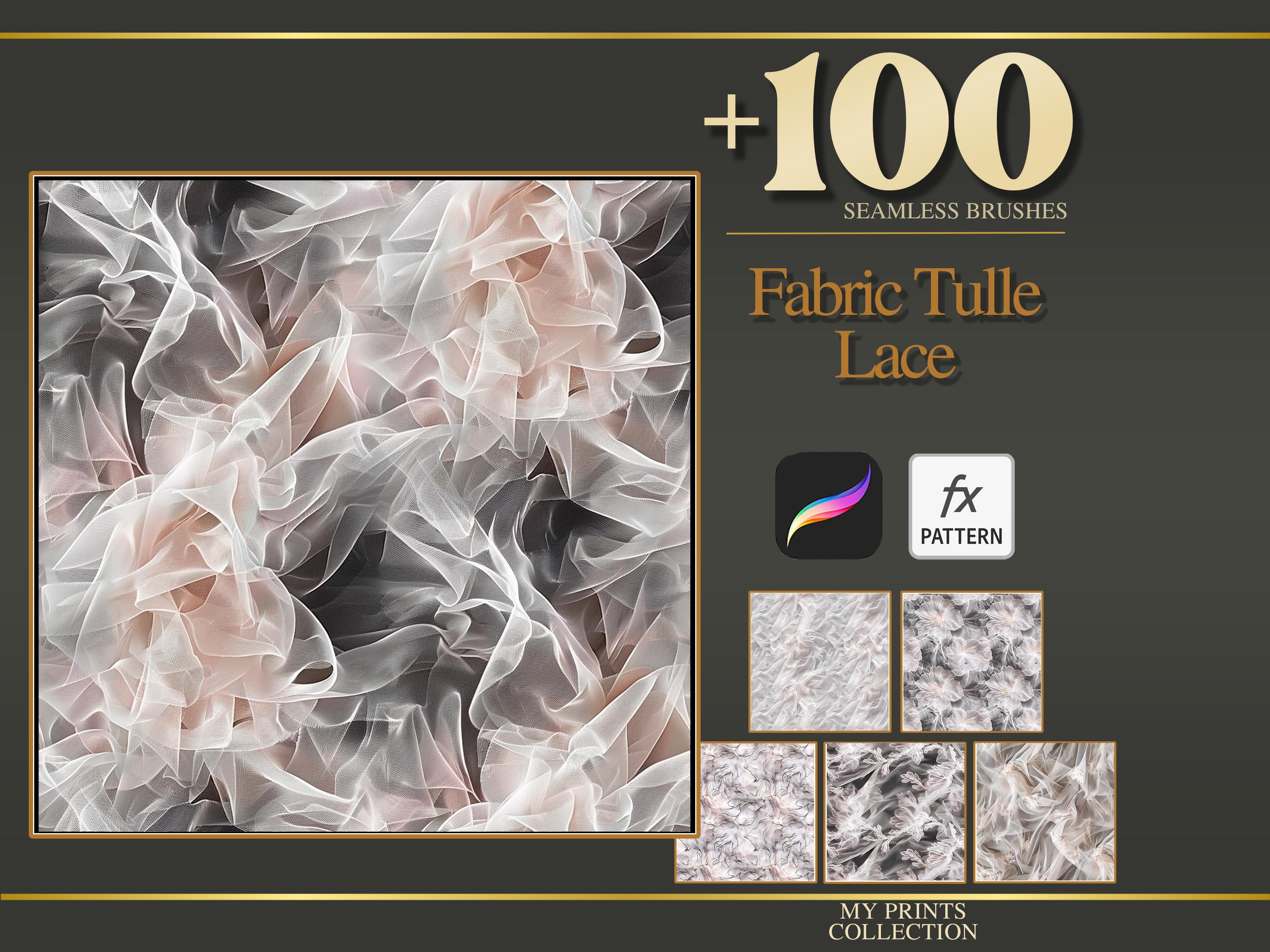 Tule Lace Fabric Procreate Texture Brush & Photoshop PAT Pattern - 100 ...