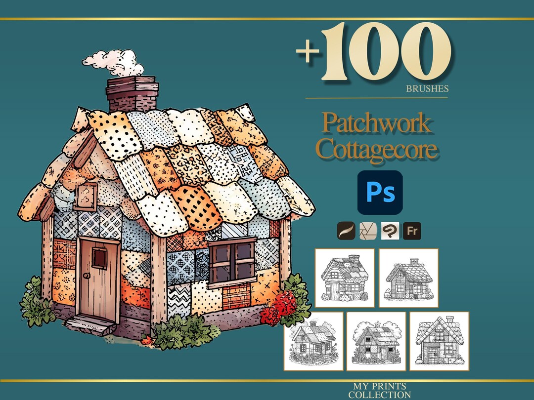 Cottagecore Patchwork Photoshop Brushes & Procreate Stamps – 100 ...