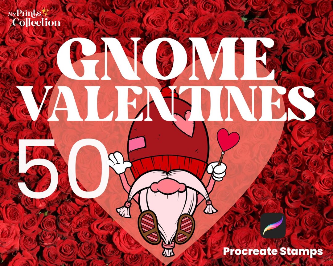 Valentine Gnomes Brush Set | 50 Procreate Stamp | Coloring | Cute Gnome ...