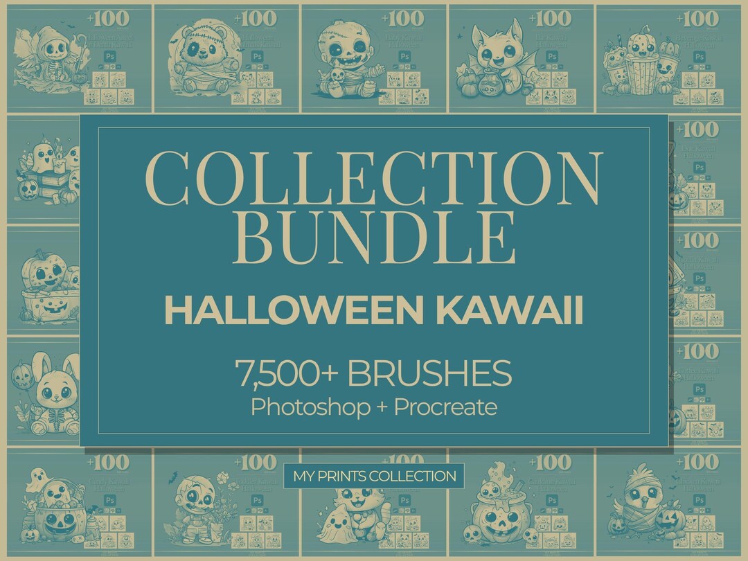 Halloween Kawaii Photoshop Brushes & Procreate Stamps Collection ...