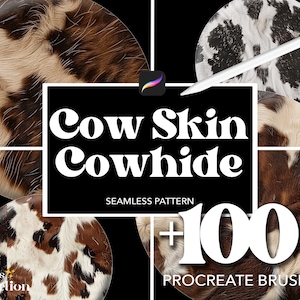Oltre 100 pennelli Procreate Skin Cow Cowhide, Pennelli per sovrapposizione di texture con motivi astratti senza soluzione di continuità, Pennelli per tappeti animali Procreate