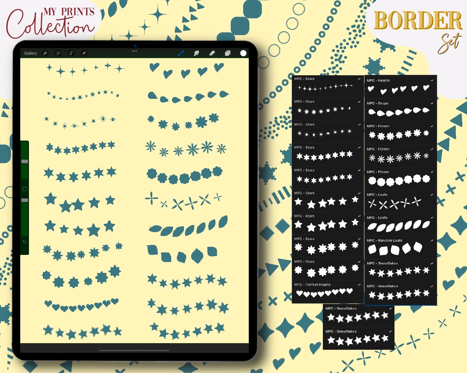 Border Procreate Brush Set 52 Seamless Pattern Brush Dots Etsy