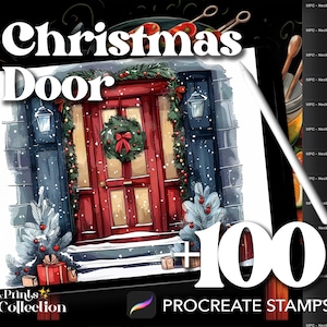 Más de 100 sellos para puertas de Navidad de Procreate, Magic Snow Christmas Xmas Winter, descarga digital, material de arte digital, pincel de Procreate