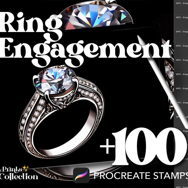 100+ Procreate Ring Engagement Stamps, Sketching Jewellery Shoe Cloth Fashion Design, Digital Download, Digital Art Supply, Procreate Brush