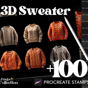 100+ 3D Sweater Procreate Stamps: Fashion Brush Set (Digital Download)