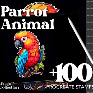 100+ Procreate Parrot Stamps: Tropical Bird Illustrations (Digital Download)