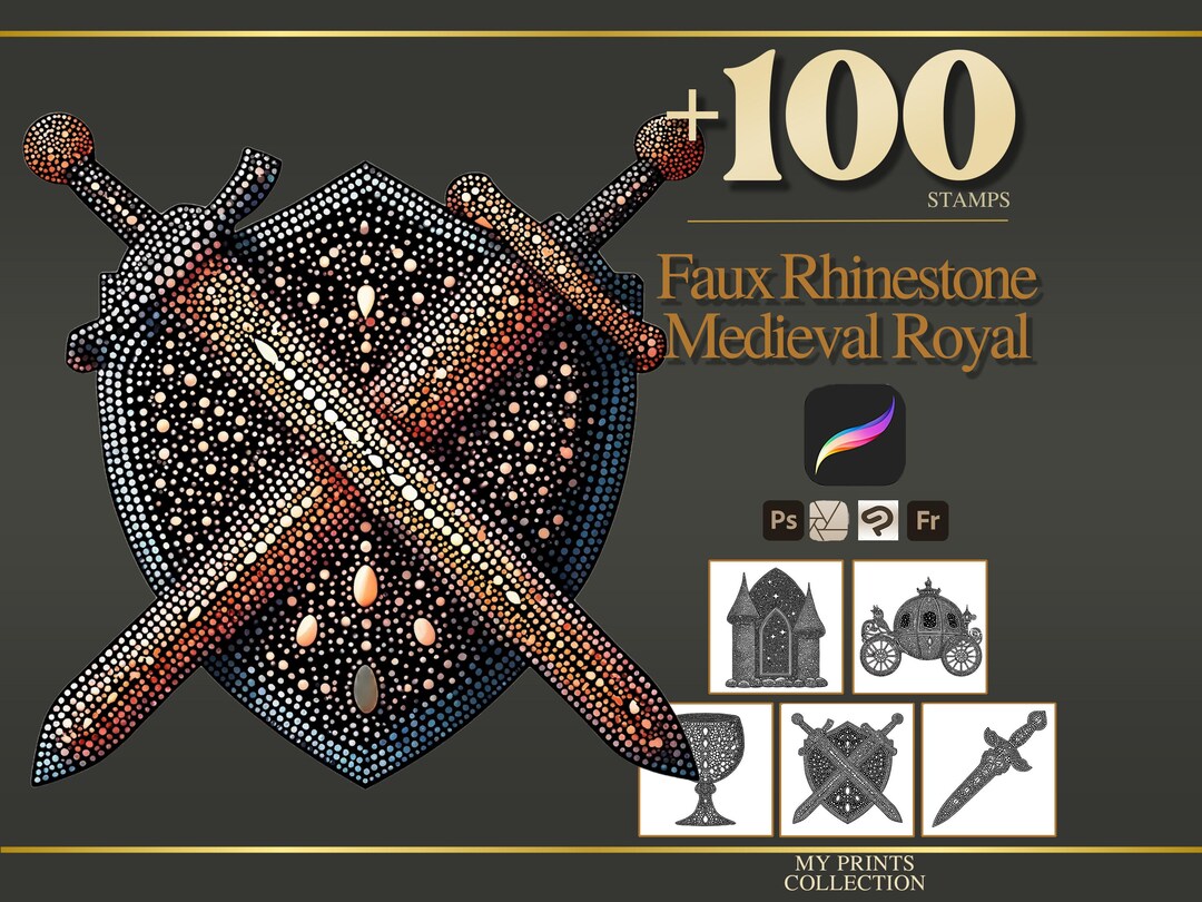 Faux Rhinestone Medieval Royal Procreate Stamps & Photoshop Brushes ...