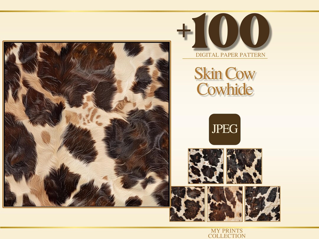 Cow Skin Cowhide Seamless Texture JPEG Pack, 100+ Digital Papers ...