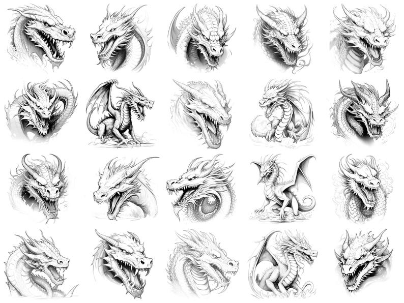 Dragon Procreate Stamps & Photoshop Brushes – 100+ Fantasy Creatures ...