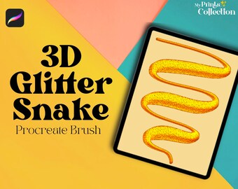 Procreate 3D Glitter Snake Single Brush, Sparkle Sequin Brushe, Metallic Shimmer Brush, Confetti Glitter Shine, Glitter Lettering Overlay