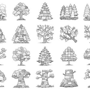 Timbri Procreate e pennelli Photoshop Forest Patchwork: oltre 100 texture per trapunte alla moda, tatuaggi, arte digitale, clipart, disegni al tratto, pacchetto di pennelli immagine 2