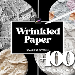 Oltre 100 pennelli Procreate Paper Wrinkled, pennelli per sovrapposizione di texture con motivi astratti senza soluzione di continuità, Procreate Paper Canva Design