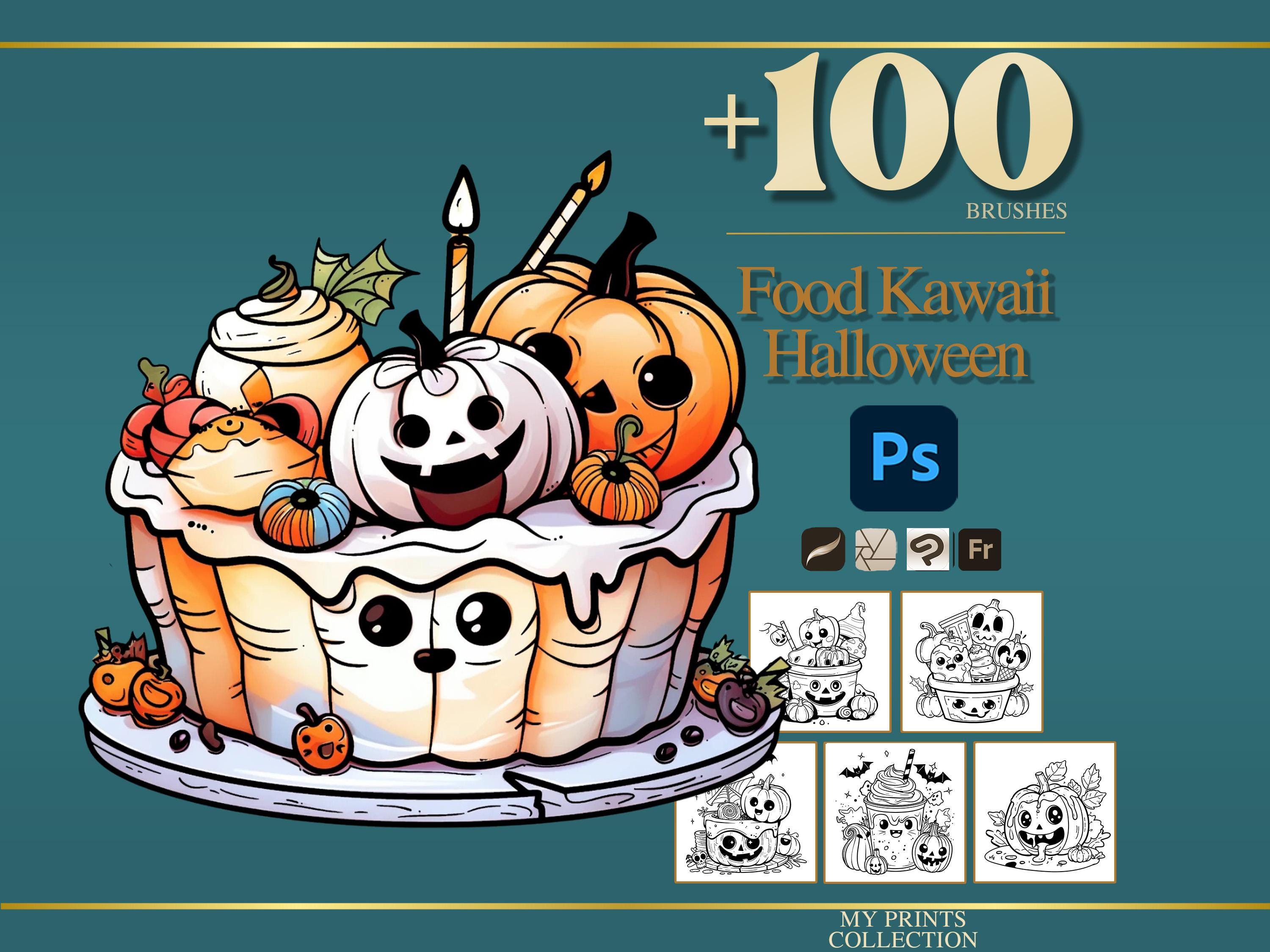 Food Kawaii Halloween Photoshop Brushes & Procreate Stamps – 100 ...