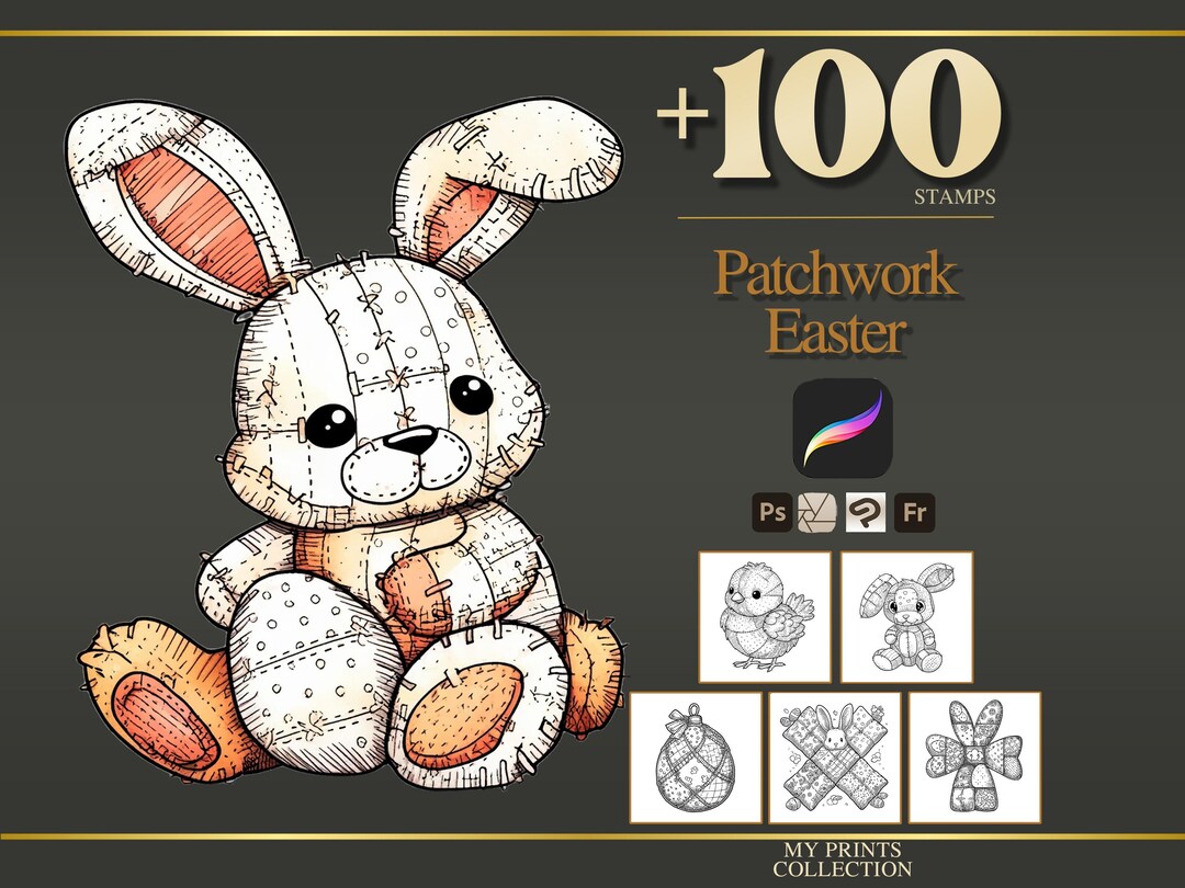 Easter Patchwork Procreate Stamps & Photoshop Brushes – 100+ Fashion ...