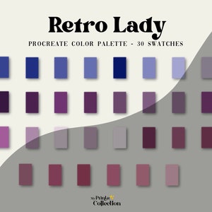 Retro Lady Procreate Color Palette Swatches, Digital Color Download, Seasonal Palette, Color Palette Bundle, Retro Galaxy Tones, Cyberpunk