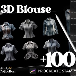 3D Blouse Stamps: Procreate Fashion Brush Set (Digital Download)