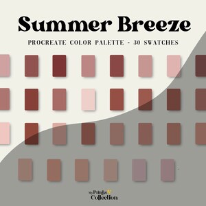 Summer Breeze Procreate Color Palette Swatches, Digital Color Download, Seasonal Palette, Color Palette Bundle, Neutral Pastel, Makeup Pink