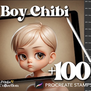 100+ Procreate Head Boy Chibi Stamps, Body Figure Pose Sketch Cartoon Manga Anime, Digital Download, Digital Art Supply, Procreate Brush