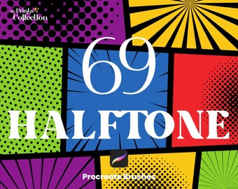 Halftone Procreate Texture Brush Pattern - 69 Seamless Texture Brushset, Digital Texture Design Tool