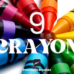 Crayon Procreate Brush Set | 9 Brushes | Was Crayon | Textured Brush | Digital Coloring | Pencil | Instant Download | Digital Brush