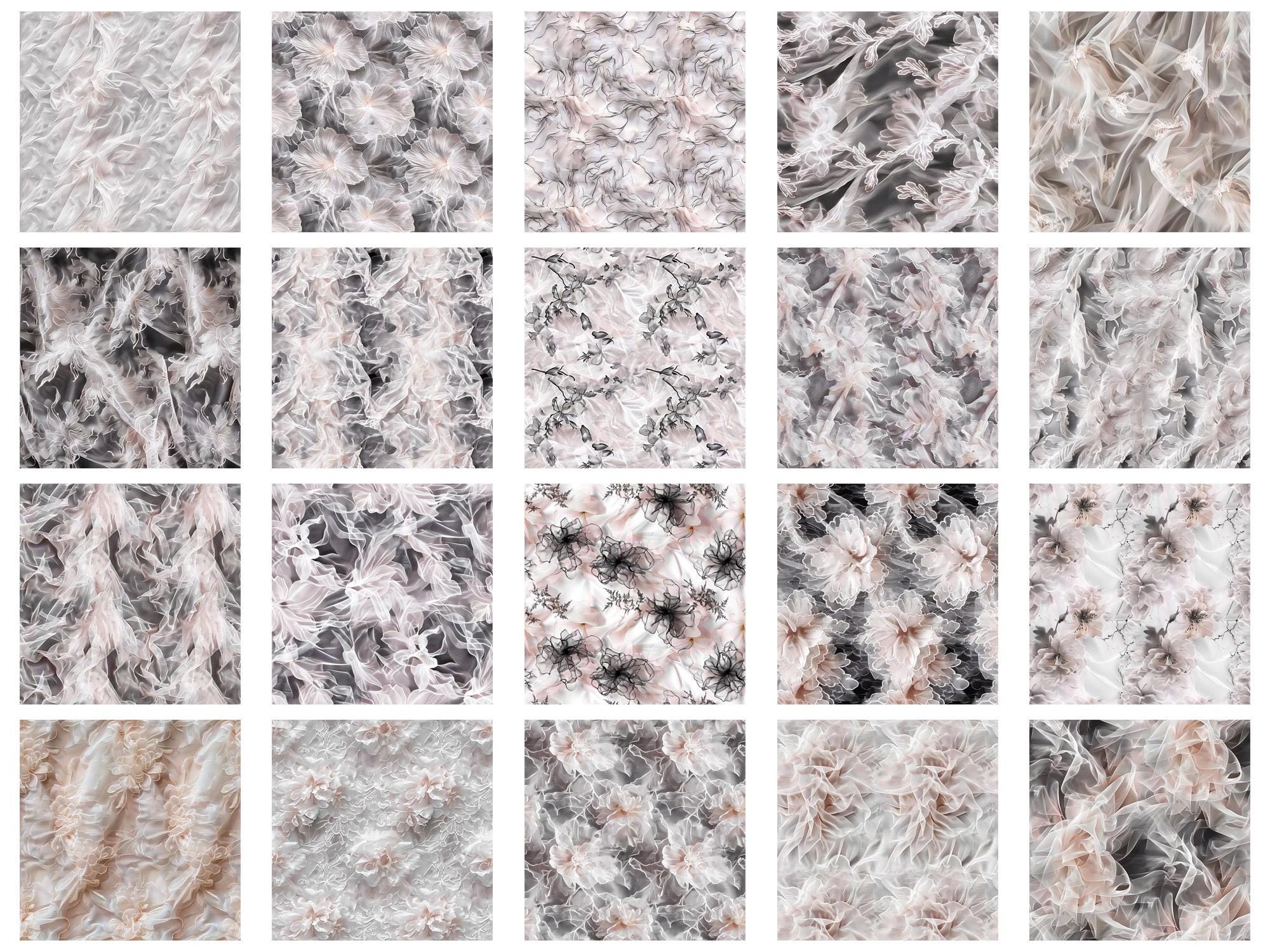 Tule Lace Fabric Seamless Texture JPEG Pack, 100+ Digital Papers ...