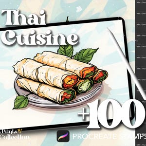 Procreate Thai Food Stamps: 100+ Cuisine Line Art Brushes (Digital Download)