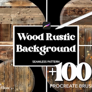 Más de 100 pinceles para fondos rústicos de madera de Procreate, pinceles de superposición de texturas con patrones abstractos sin costuras, suelos de parquet de corteza de árbol y corcho de Procreate
