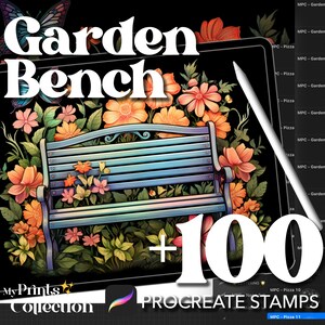 100+ Procreate Gartenbankstempel, Blumenblumen-Natur-Botanik-Wohnkulturdesign, digitaler Download, digitale Kunstversorgung, Procreate-Pinsel