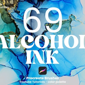 Zestaw pędzli Alcohol Ink Procreate | Złote pędzle | Zmiana koloru | Pędzle teksturowe | Złote geometryczne ramki | Pieczątki i ramki Alcohol Ink