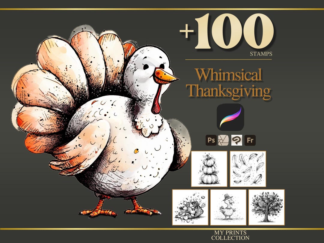 Whimsical Thanksgiving Procreate Stamps & Photoshop Brushes – 100 ...