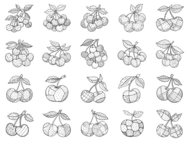 Cherry Patchwork Procreate-stämplar och Photoshop-penslar – 100+ modequilttexturer, tatueringar, digital konst, clipart, linjekonst, penselpaket bild 4