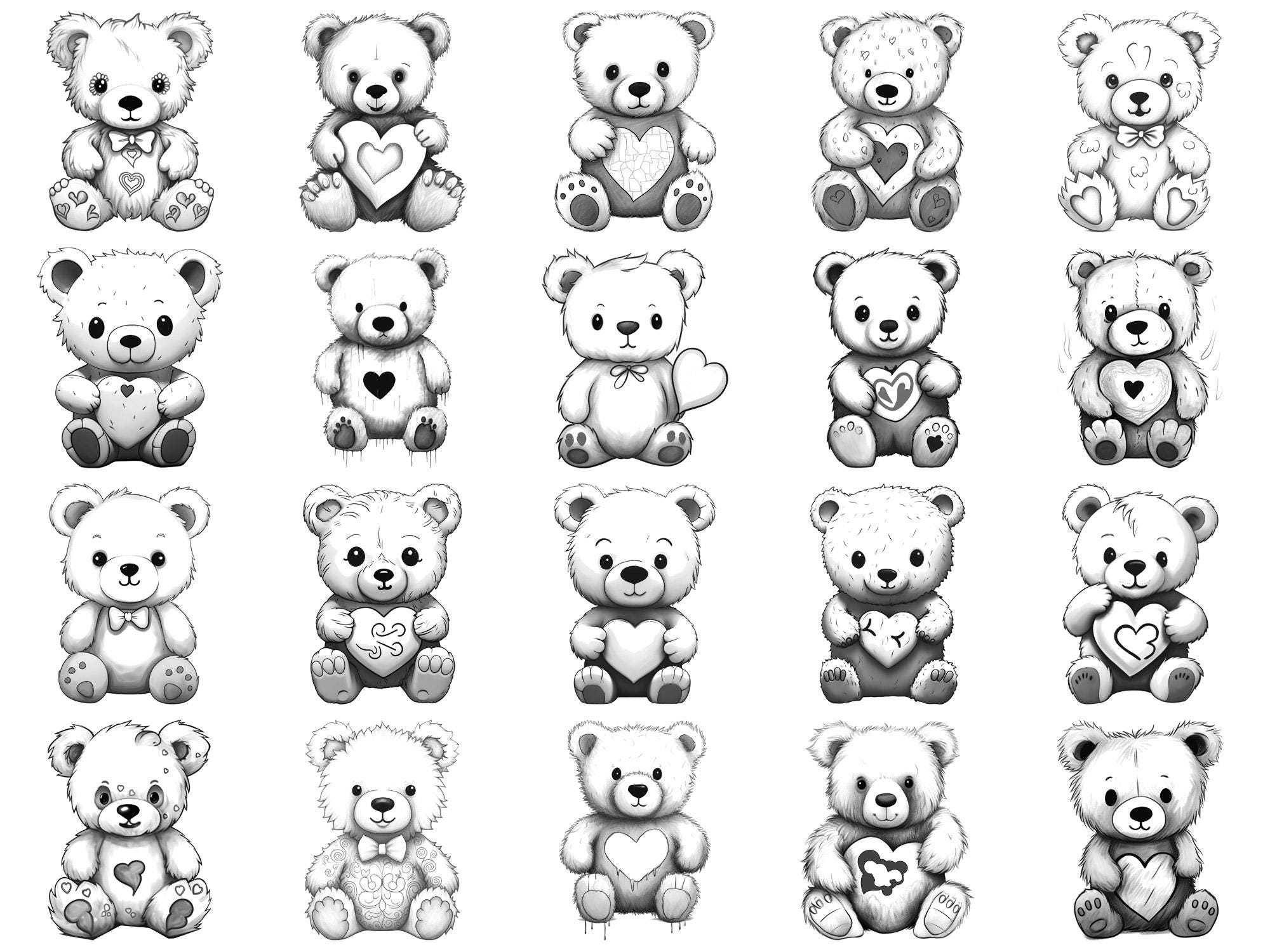 St Valentines Teddy Bear Procreate Stamps & Photoshop Brush – 100 ...